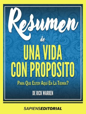 cover image of Resumen De "Una Vida Con Proposito
